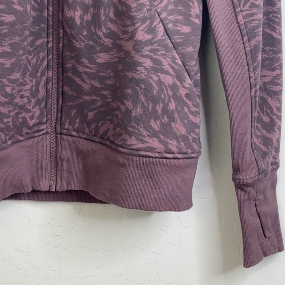 ATHLETA Triumph Printed Hoodie Sz S Smoked Mauve Brown Lynx Sweatshirt Jacket - Picture 3 of 10